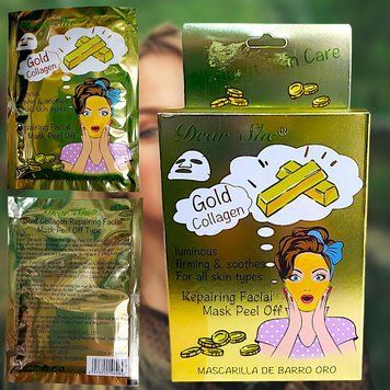 Маска для обличчя Dear She Gold Collagen ефект сяючий, зміцнювальний і заспокійливий підходить для всіх типів шкіри. Відновлювальна маска для обличчя, що відшаровується, шкіра стає м'якою, зволоженою, ніби "насиченою", з'являється відчуття легкого ліфтинг MT352 фото