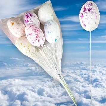 Великодній набір яєць букет кольоровий 6шт розмір 6см NS02251 фото