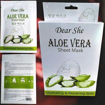 Маска для лица алоэ вера от Dear She Экстракт алоэ увлажняет и оздоравливает кожу, подавляет микробы и болезнетворные бактерии, отшелушивает ороговевшие клетки и улучшает цвет лица, разглаживает мимические морщины. MT0171 фото