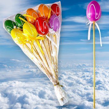 Великодній набір яєць букет кольоровий 12шт розмір 4см NS02253 фото