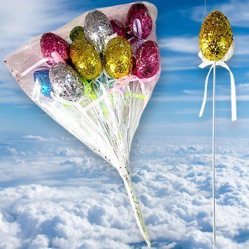 Великодній набір яєць букет кольоровий 12шт розмір 4см NS02204 фото