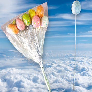 Великодній набір яєць букет кольоровий 12шт розмір 3см NS02221 фото